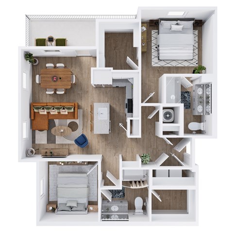 Floor plan for 2 beds, 2 baths, 1211 sqft